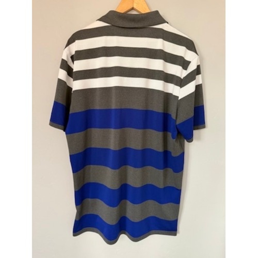 RLX Ralph Lauren Golf Polo Shirt Striped Gray Blue White Mens Size XL Wicking - Picture 4 of 7